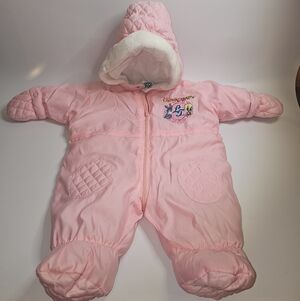 Baby Looney Tunes Snowsuit Baby Girls 3M Pink Excellent Insulated Bunting Puffer